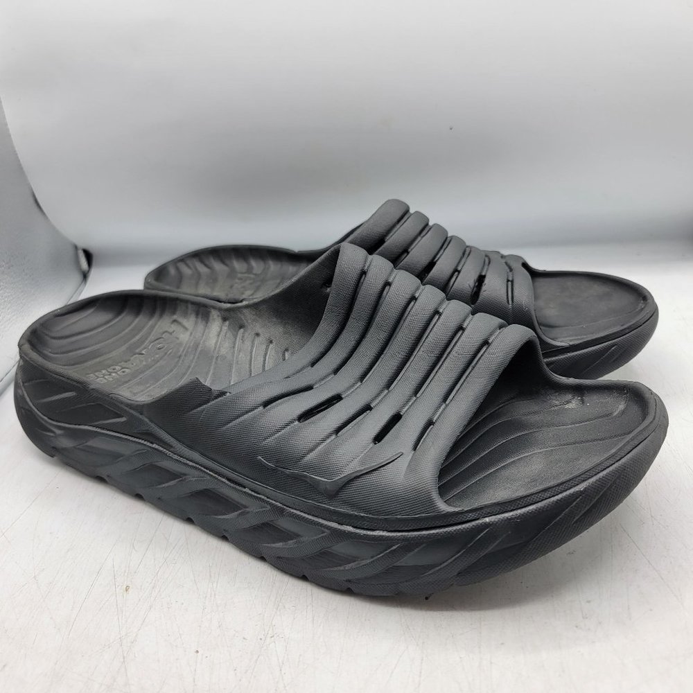 Hoka One One Ora Recovery Slides Mens Size 12 Black Slip On Comfort Sandals